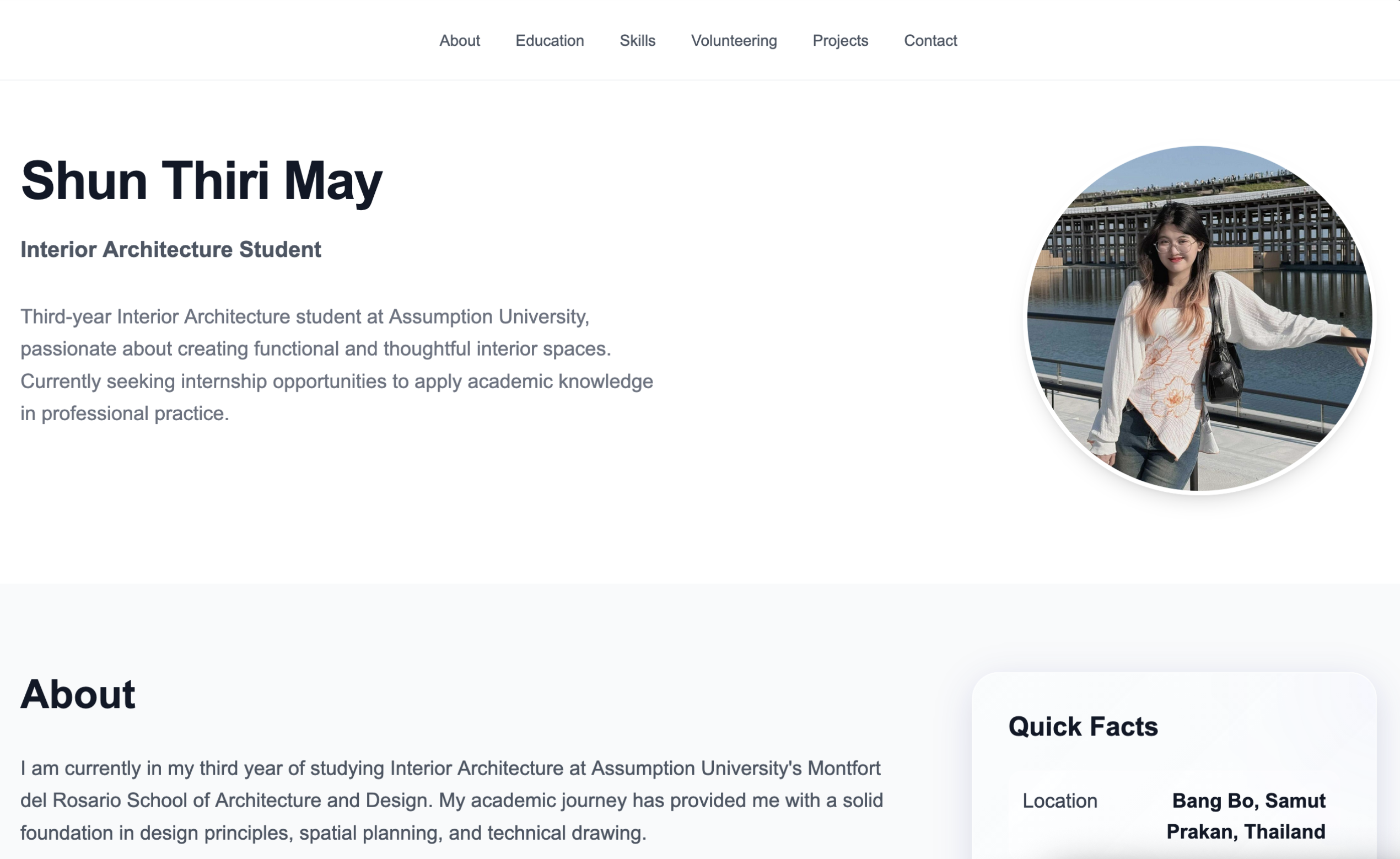 Shun Thiri May - Portfolio Website